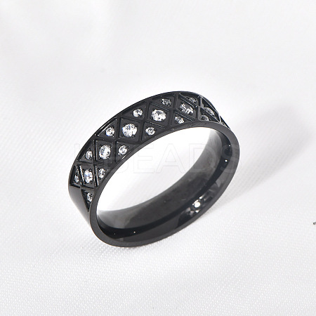 304 Stainless Steel with Clear Cubic Zirconia Finger Rings FS-WG2FC1C-02-1