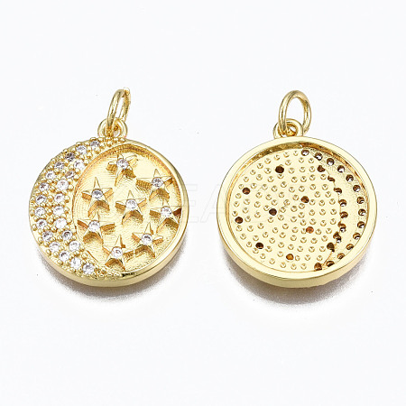 Brass Micro Pave Clear Cubic Zirconia Pendants ZIRC-N039-135-NF-1