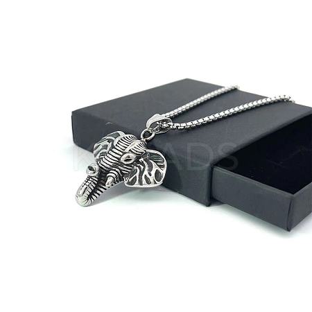 Vintage stainless steel elephant pendant punk animal jewelry for men women LS-BU1336-1