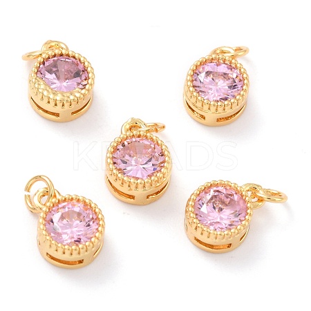 Real 18K Gold Plated Brass Inlaid Cubic Zirconia Charms ZIRC-L100-081G-06-1