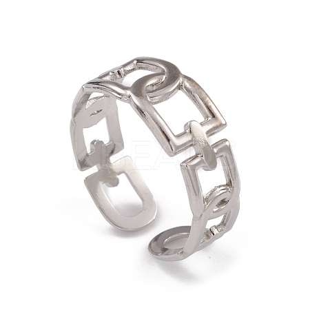 Non-Tarnish 304 Stainless Steel Hollow Arch Open Cuff Rings for Women RJEW-G285-57P-1