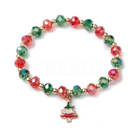Christmas Theme Glass Beaded Stretch Bracelets BJEW-TA00540-1