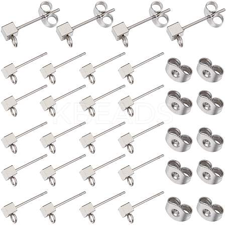 50Pcs 304 Stainless Steel Stud Earring Findings STAS-SC0006-56-1