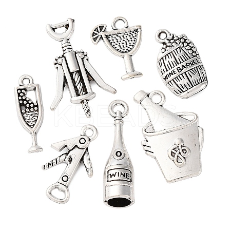 35Pcs 7 Styles Wine Theme Tibetan Style Alloy Pendants TIBE-FP0001-10-1