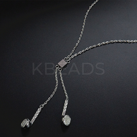 Fashionable 304 Stainless Steel Earphone Pendant Necklaces for Daily Wear IO7350-1