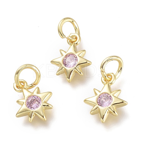 Brass Micro Pave Cubic Zirconia Pendants KK-P188-H07-G-1