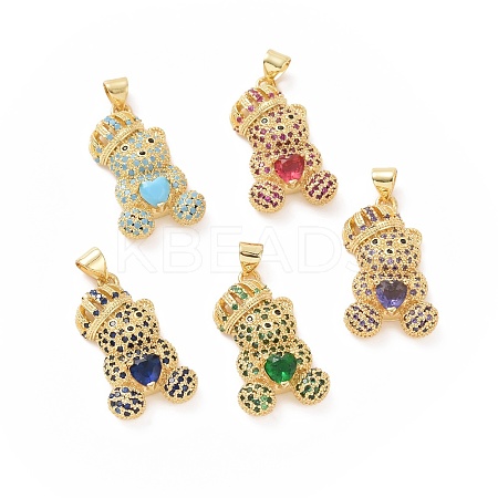 Brass Cubic Zirconia Pendants ZIRC-K089-12G-1