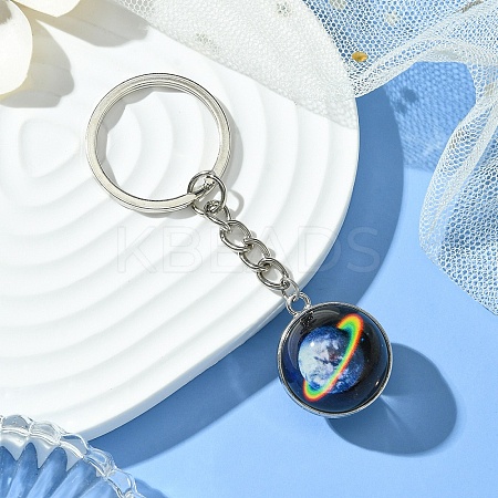 Round Glass Beads Keychain KEYC-YW00066-08-1