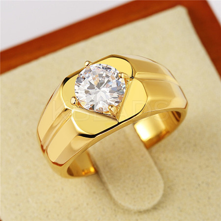 304 Stainless Steel Pave Clear Cubic Zirconia Finger Rings for Men FS-WG96A01-12-1