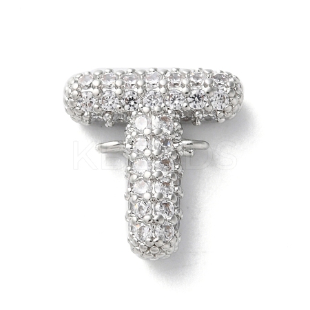 Brass Micro Pave Cubic Zirconia Letter Links KK-I717-04T-P-1