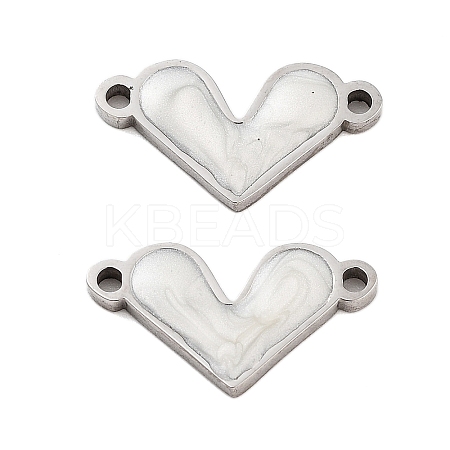 304 Stainless Steel White Enamel Connector Charms STAS-Z078-12P-1