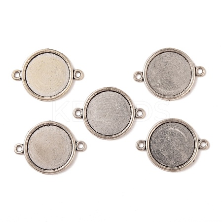 Tibetan Style Alloy Flat Round Cabochon Connector Settings X-TIBE-M022-09AS-1