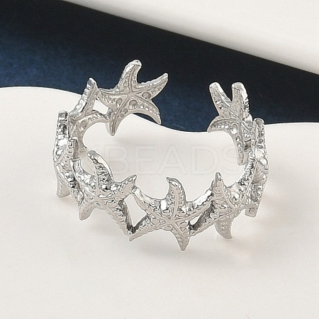 304 Stainless Steel Open Cuff Rings for Women RJEW-A079-03C-P-1