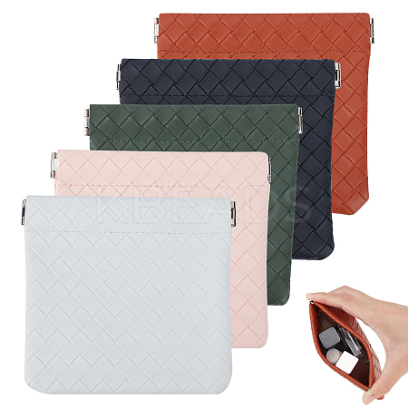 5Pcs 5 Colors Rectangle Imitation Leather Multipurpose Shrapnel Makeup Bags ABAG-HY0001-12-1