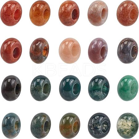 Natural Indian Agate European Beads G-NB0001-33B-1
