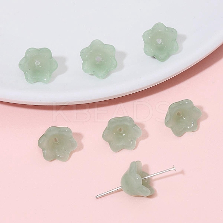 10Pcs Gradient Color Transparent Glass Bead Caps PW-WG464DA-03-1