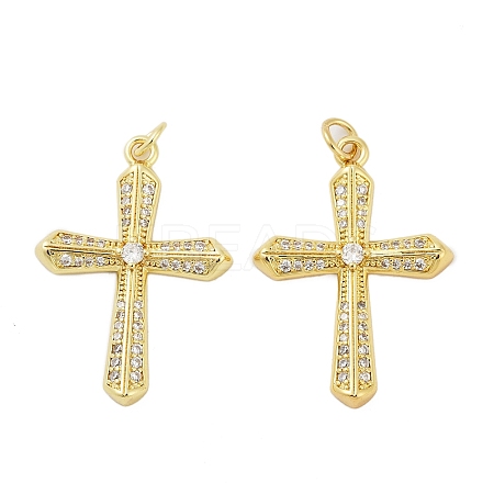 Brass Micro Pave Clear Cubic Zirconia Pendants KK-L235-01A-G-1