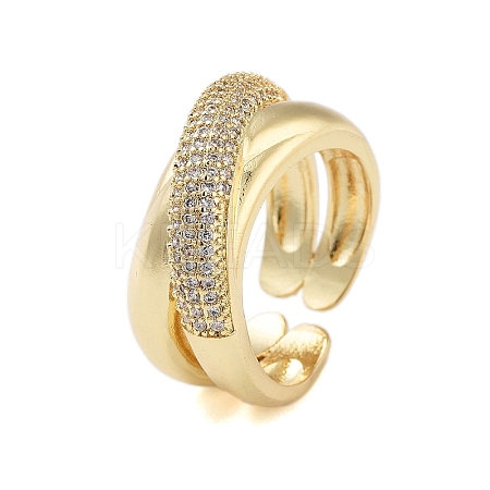 Rack Plating Brass Pave Cubic Zirconia Rings for Women RJEW-B064-09G-1
