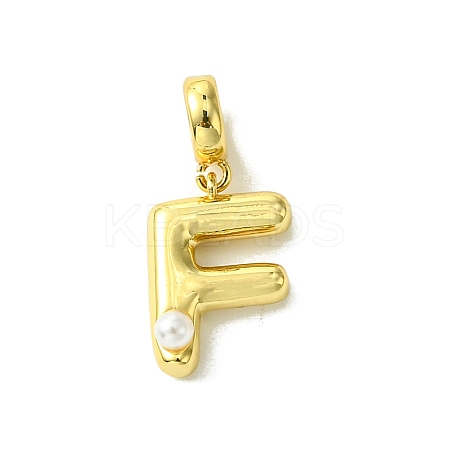 Rack Plating Brass with ABS Plastic Pearl European Dangle Charms KK-G501-02F-G-1