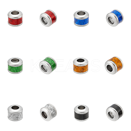 12Pcs 6 Colors 304 Stainless Steel European Beads STAS-UN0059-68-1
