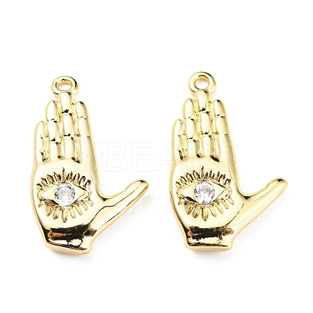 Brass Micro Pave Clear Cubic Zirconia Pendants ZIRC-L077-042G-1