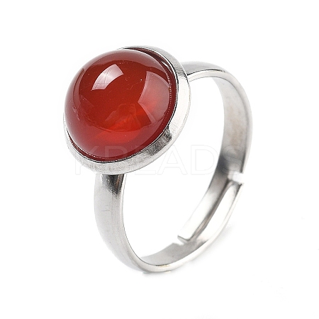 Half Round Natural Carnelian Finger Rings RJEW-M062-01P-44-1