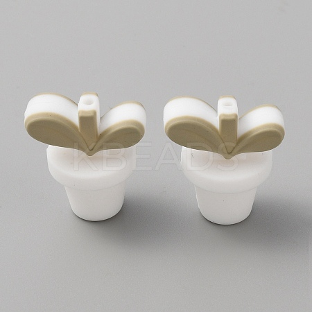 Leaf Pot Food Grade Eco-Friendly Silicone Beads LS-SIL-WH0014-18A-1