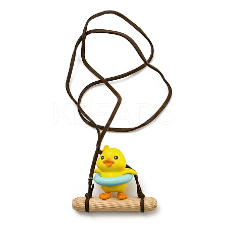 Cute Plastic Swinging Swimming Ring Duck Pendant Decorations HJEW-A009-01D-1