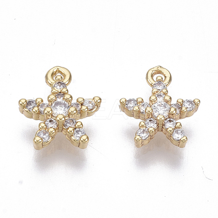 Brass Micro Cubic Zirconia Charms KK-N231-22-NF-1