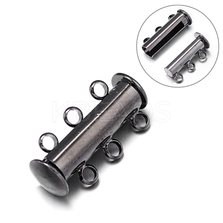 3-Strands 6-Holes Tube Brass Magnetic Slide Lock Clasps X-KK-D473-B-NF-1