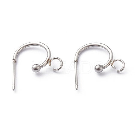 Non-Tarnish 304 Stainless Steel Half Hoop Earrings X-STAS-Z028-B02-P-1