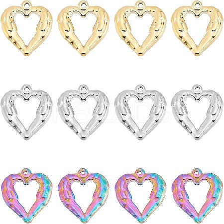 12Pcs 3 Colors PVD Vacuum Plating 304 Stainless Steel Open Pendants STAS-UN0024-63-1