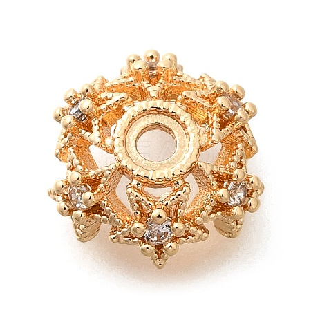 Rack Plating Brass Micro Pave Clear Cubic Zirconia Bead Caps KK-H508-25A-KCG-1