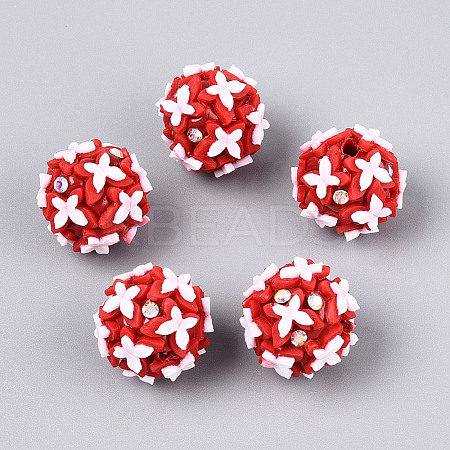 Handmade Polymer Clay Rhinestone and Resin Beads CLAY-T022-01D-1