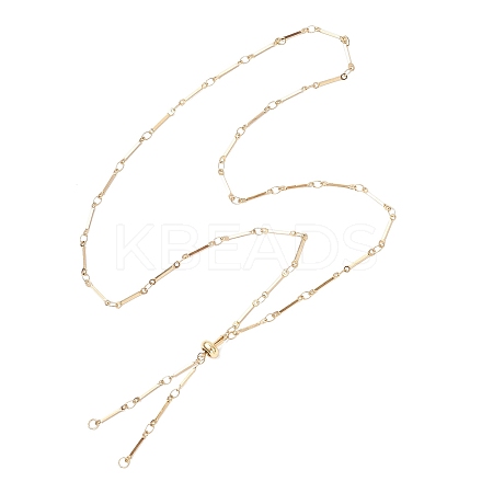 304 Stainless Steel Flat Bar Link Chain Necklace Making AJEW-JB01348-01-1