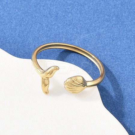 304 Stainless Steel Open Cuff Rings for Women RJEW-A089-01B-G-1