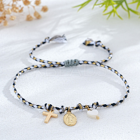 Religion Brass & Natural Shell Charm Bracelets LS-KR4902-9-1