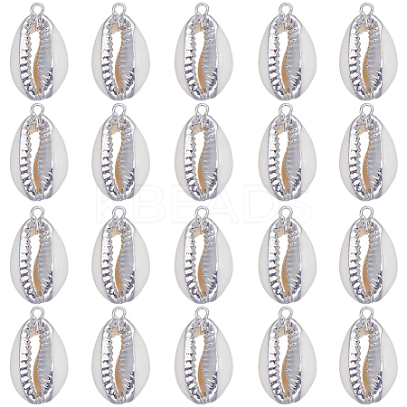 SUNNYCLUE 20Pcs Electroplated Natural Cowrie Shell Pendants SHEL-SC0001-30-1
