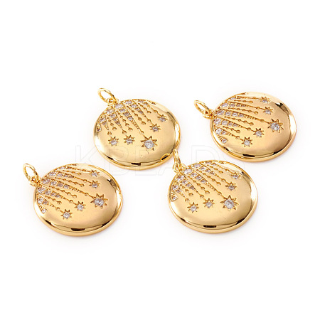 Brass Micro Pave Cubic Zirconia Pendants KK-I672-07G-1