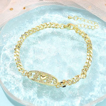 Brass Micro Pave Cubic Zirconia Link Bracelets LS-BJEW-S158-13G-A-1