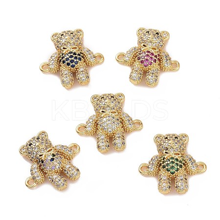 Brass Micro Pave Cubic Zirconia Connector Charms ZIRC-P107-01G-1