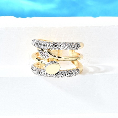 Brass Micro Pave Cubic Zirconia Cuff Rings RJEW-V007-05GP-1