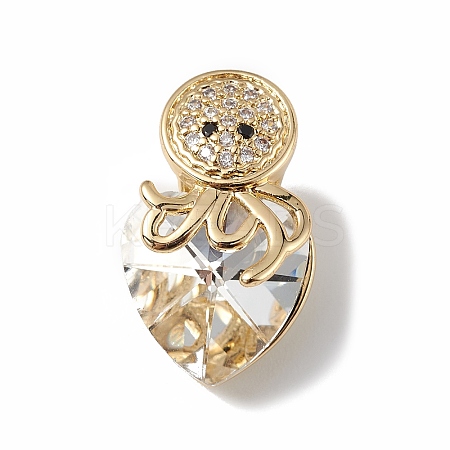 Real 18K Gold Plated Rack Plating Brass Micro Pave Cubic Zirconia Pendants KK-C015-25G-08-1