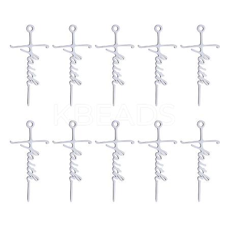 10Pcs Faith Cross Charm Pendant Faith Necklace Charm Stainless Steel Pendant for Necklace Making Christian Religious Jewelry Gifts JX515A-1