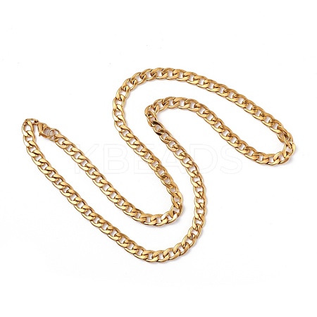 Men's PVD Vacuum Plating 304 Stainless Steel Cuban Link Chain Necklaces NJEW-I248-04G-1