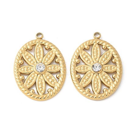 304 Stainless Steel Rhinestone Pendants STAS-Z122-46G-1