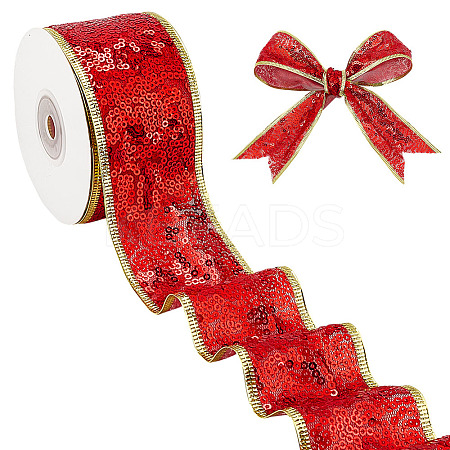Christmas Theme 10 Yards Polyester Ribbon OCOR-WH0070-238C-1