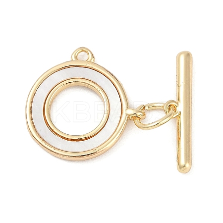 Brass & Shell Toggle Clasps KK-K391-10G-1