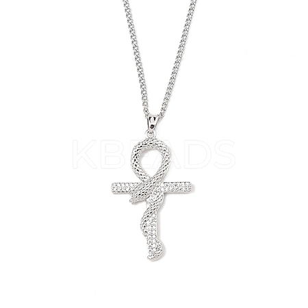 Brass Micro Pave Cleal Cubic Zirconia Pendant Necklaces NJEW-M211-03D-P-1