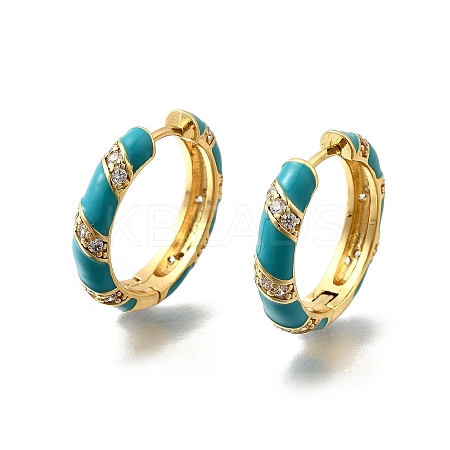Brass Micro Pave Clear Cubic Zirconia Huggie Hoop Earrings EJEW-H121-22G-02-1